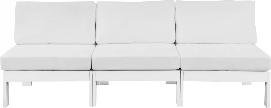 Nizuc Water Resistant Fabric Upholstered Outdoor Patio 3pc. Armless Modular Sofa - Image 14