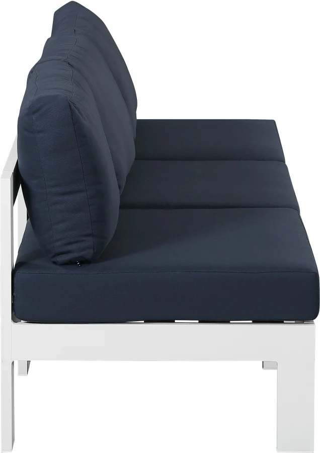 Nizuc Water Resistant Fabric Upholstered Outdoor Patio 3pc. Armless Modular Sofa - Image 22