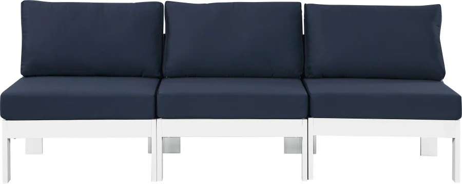 Nizuc Water Resistant Fabric Upholstered Outdoor Patio 3pc. Armless Modular Sofa - Image 23