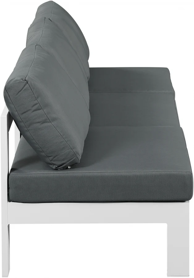 Nizuc Water Resistant Fabric Upholstered Outdoor Patio 3pc. Armless Modular Sofa - Image 4