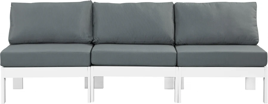 Nizuc Water Resistant Fabric Upholstered Outdoor Patio 3pc. Armless Modular Sofa - Image 5