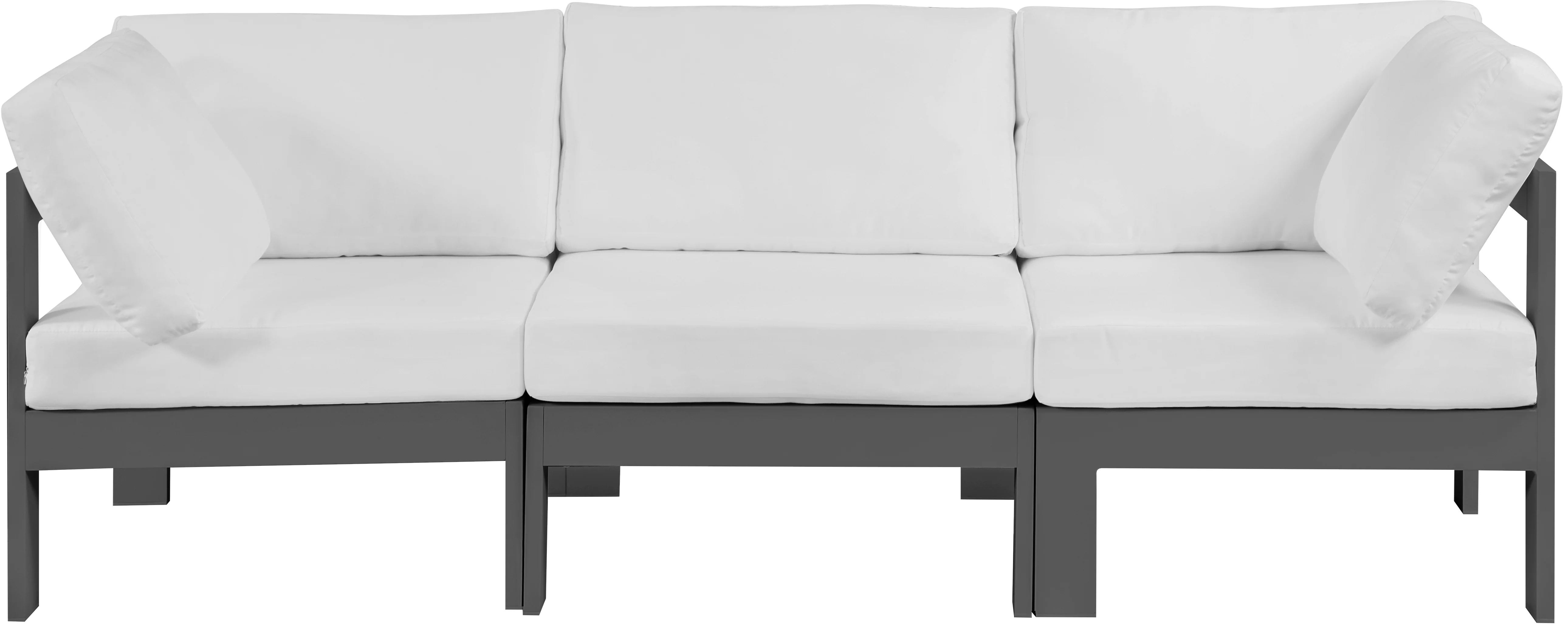 Nizuc Water Resistant Fabric Upholstered Outdoor Patio 3pc. Modular Sofa - Image 14