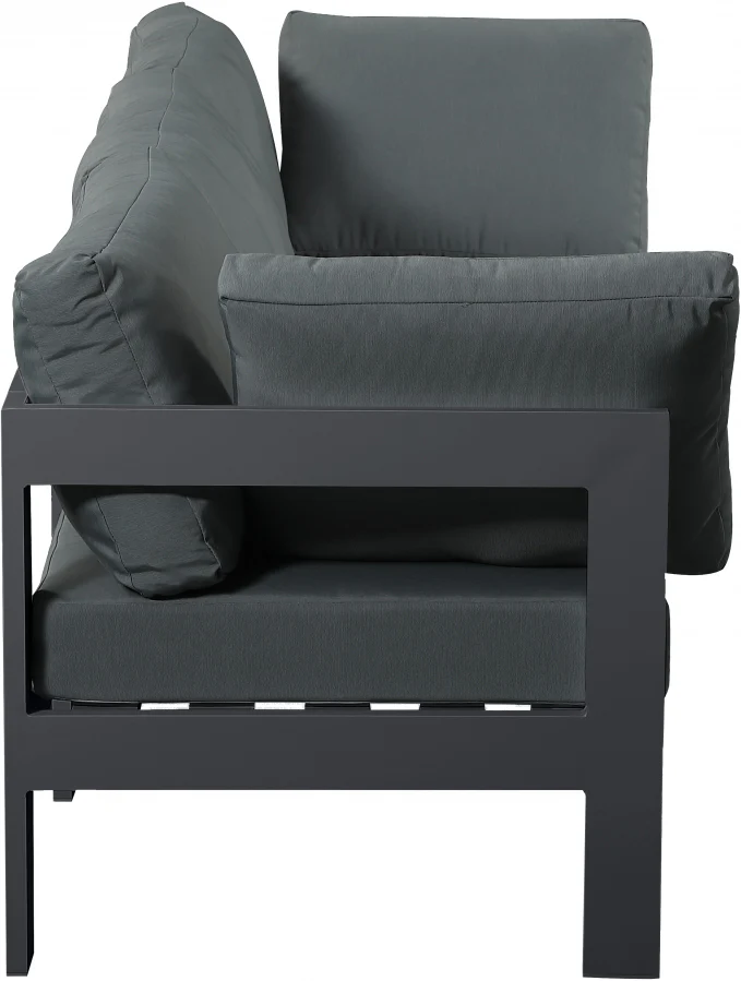 Nizuc Water Resistant Fabric Upholstered Outdoor Patio 3pc. Modular Sofa - Image 4