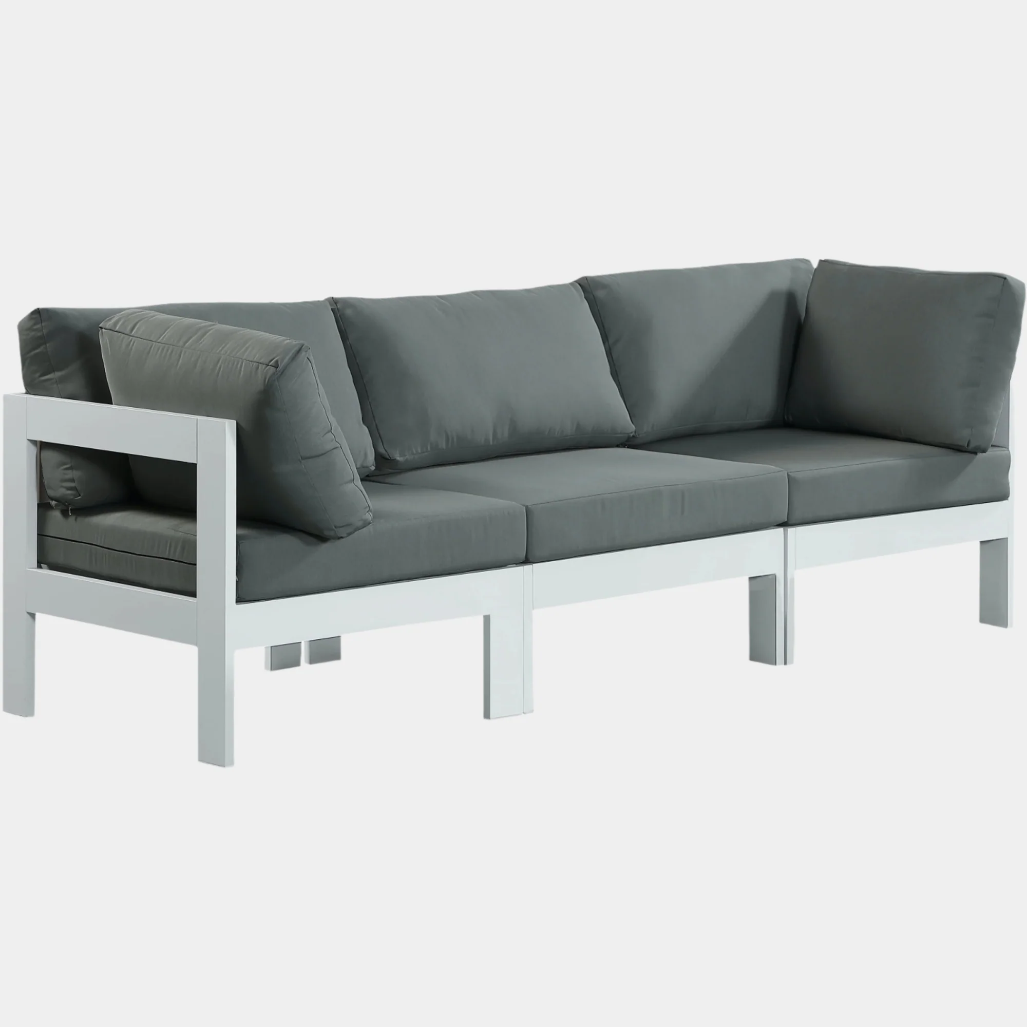 Nizuc Water Resistant Fabric Upholstered Outdoor Patio 3pc. Modular Sofa