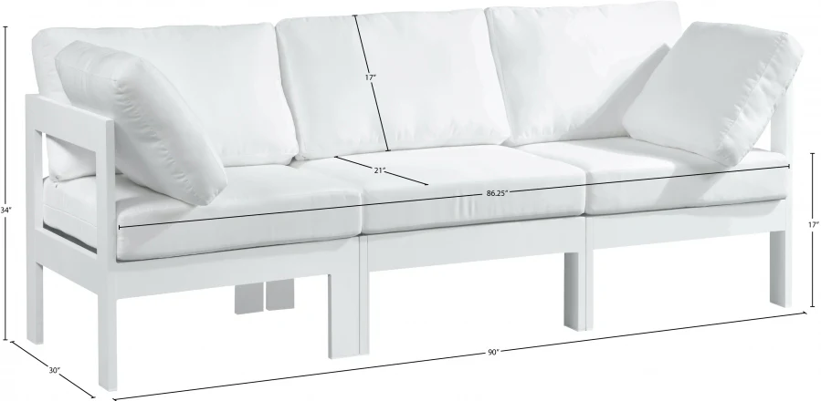 Nizuc Water Resistant Fabric Upholstered Outdoor Patio 3pc. Modular Sofa - Image 14
