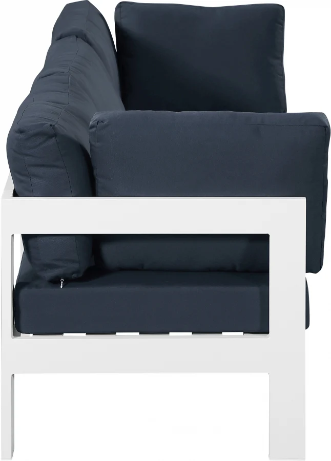Nizuc Water Resistant Fabric Upholstered Outdoor Patio 3pc. Modular Sofa - Image 19