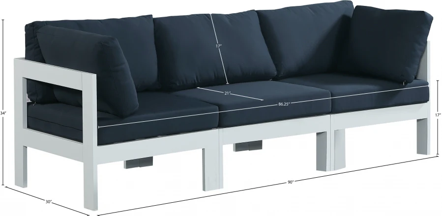 Nizuc Water Resistant Fabric Upholstered Outdoor Patio 3pc. Modular Sofa - Image 23