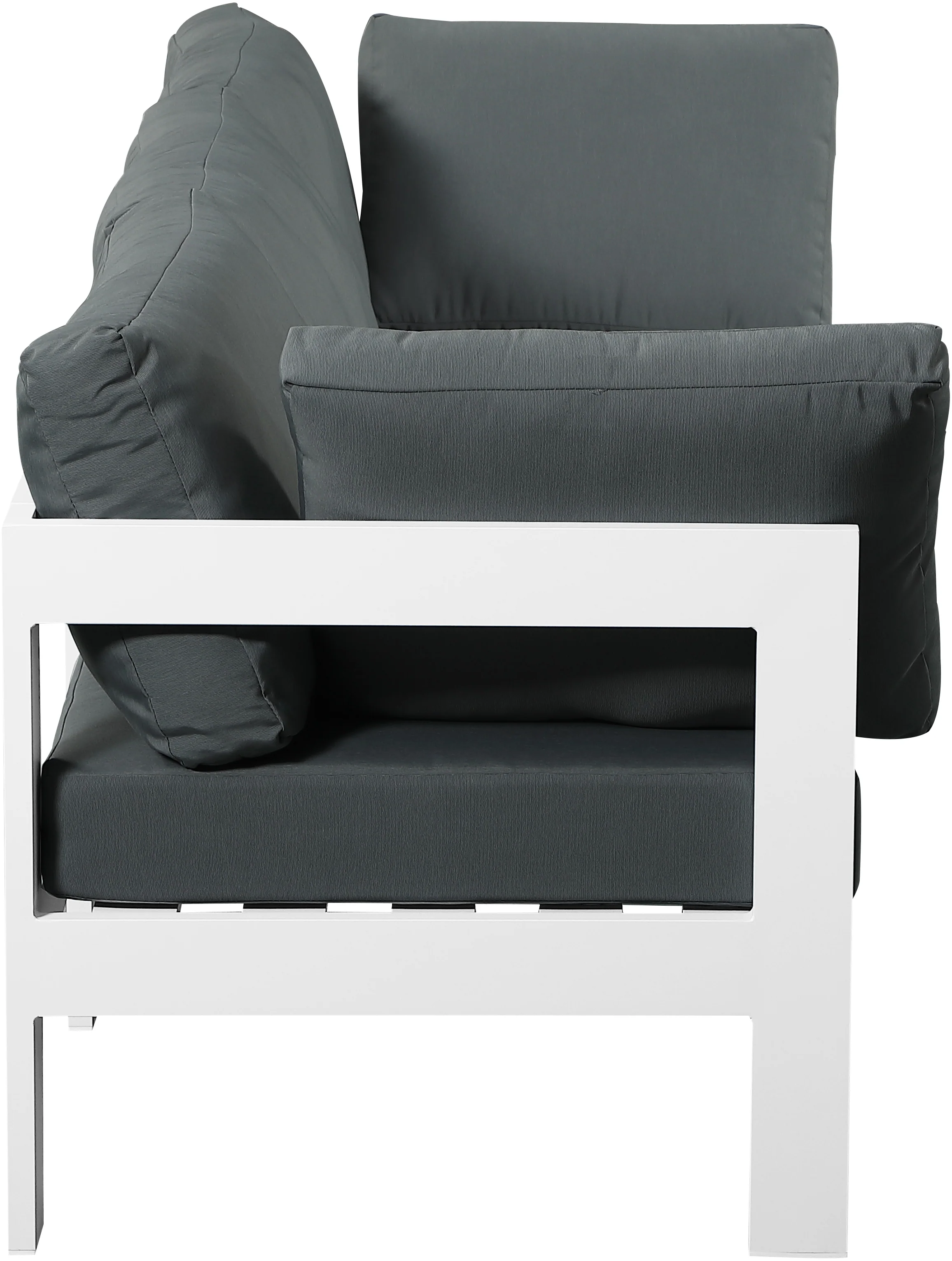 Nizuc Water Resistant Fabric Upholstered Outdoor Patio 3pc. Modular Sofa - Image 3