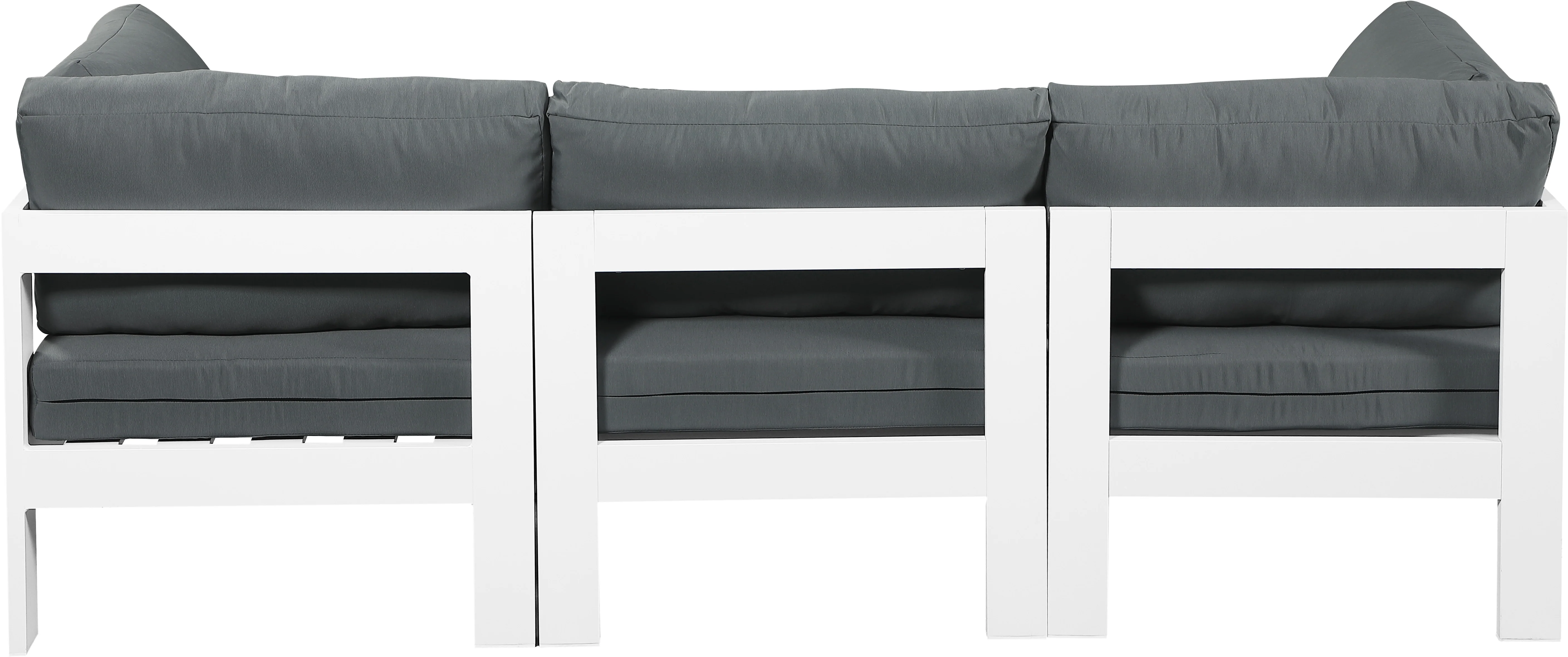 Nizuc Water Resistant Fabric Upholstered Outdoor Patio 3pc. Modular Sofa - Image 4
