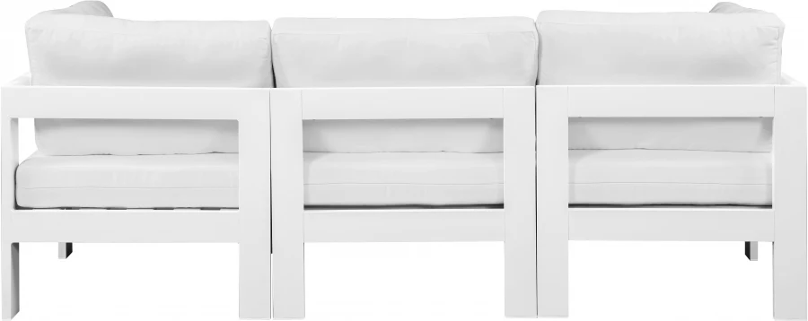 Nizuc Water Resistant Fabric Upholstered Outdoor Patio 3pc. Modular Sofa - Image 9