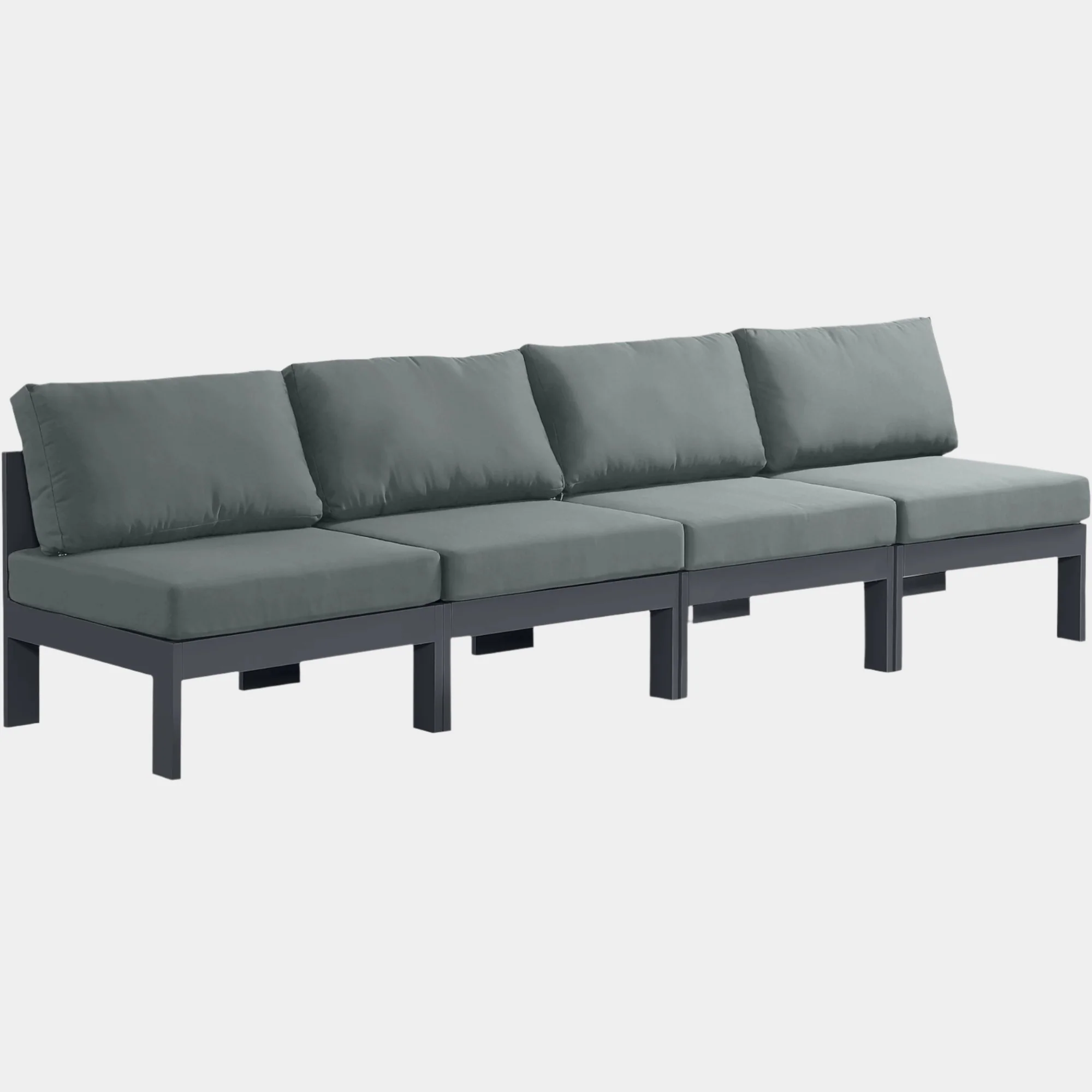 Nizuc Water Resistant Fabric Upholstered Outdoor Patio 4pc. Armless Modular Sofa