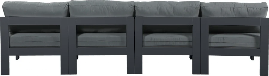 Nizuc Water Resistant Fabric Upholstered Outdoor Patio 4pc. Armless Modular Sofa - Image 3