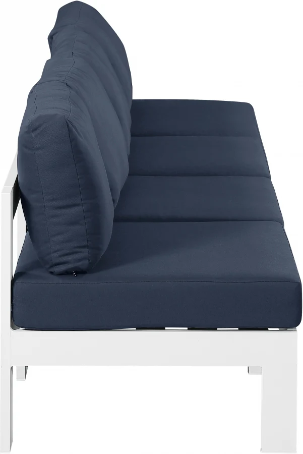 Nizuc Water Resistant Fabric Upholstered Outdoor Patio 4pc. Armless Modular Sofa - Image 21