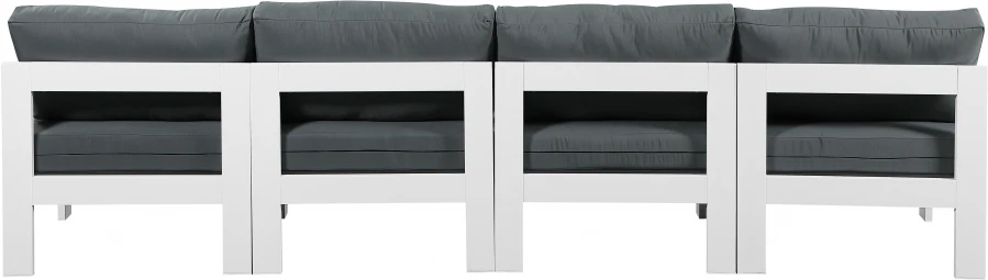 Nizuc Water Resistant Fabric Upholstered Outdoor Patio 4pc. Armless Modular Sofa - Image 3