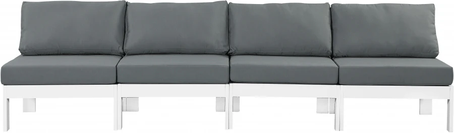 Nizuc Water Resistant Fabric Upholstered Outdoor Patio 4pc. Armless Modular Sofa - Image 5