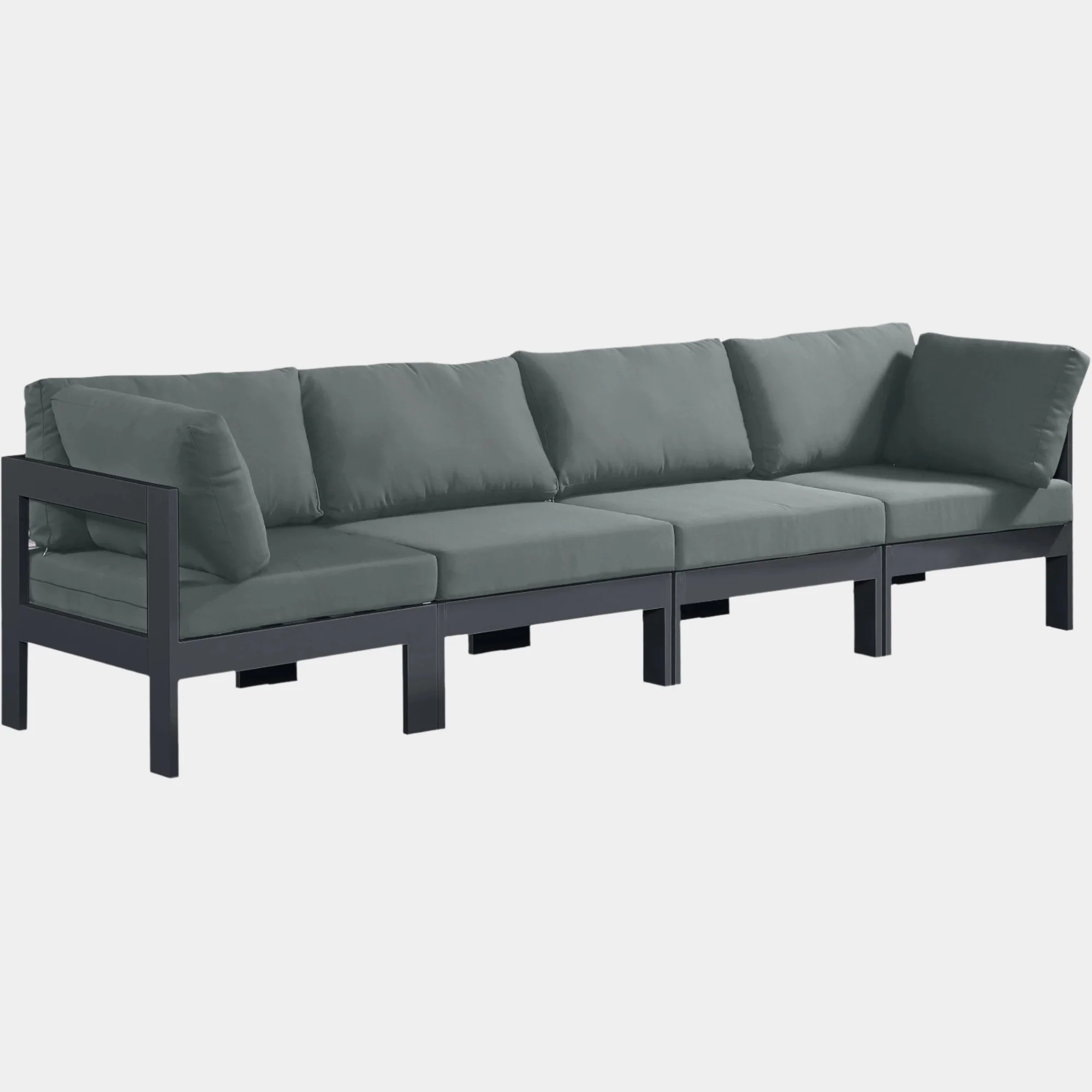 Nizuc Water Resistant Fabric Upholstered Outdoor Patio 4pc. Modular Sofa