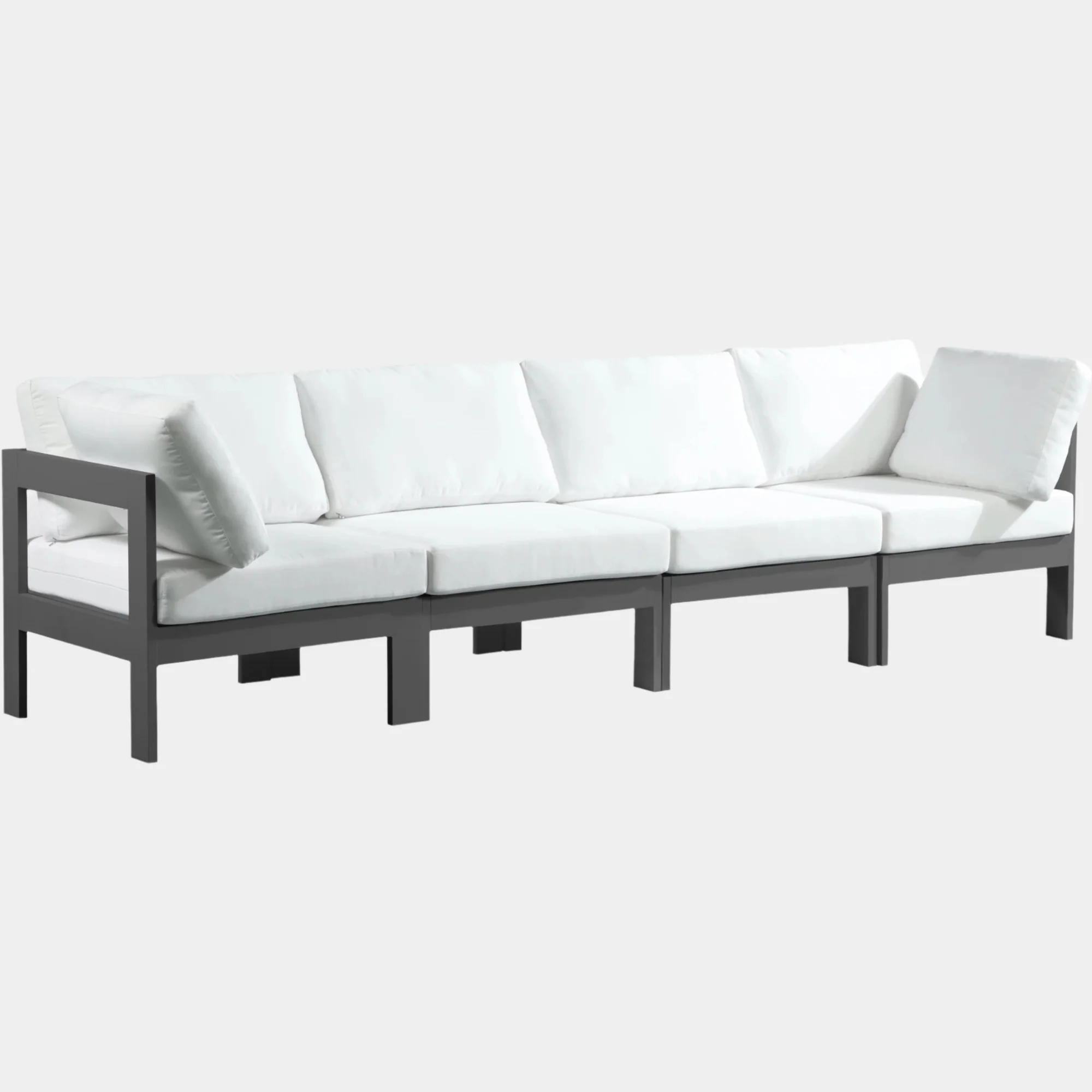 Nizuc Water Resistant Fabric Upholstered Outdoor Patio 4pc. Modular Sofa - Image 10