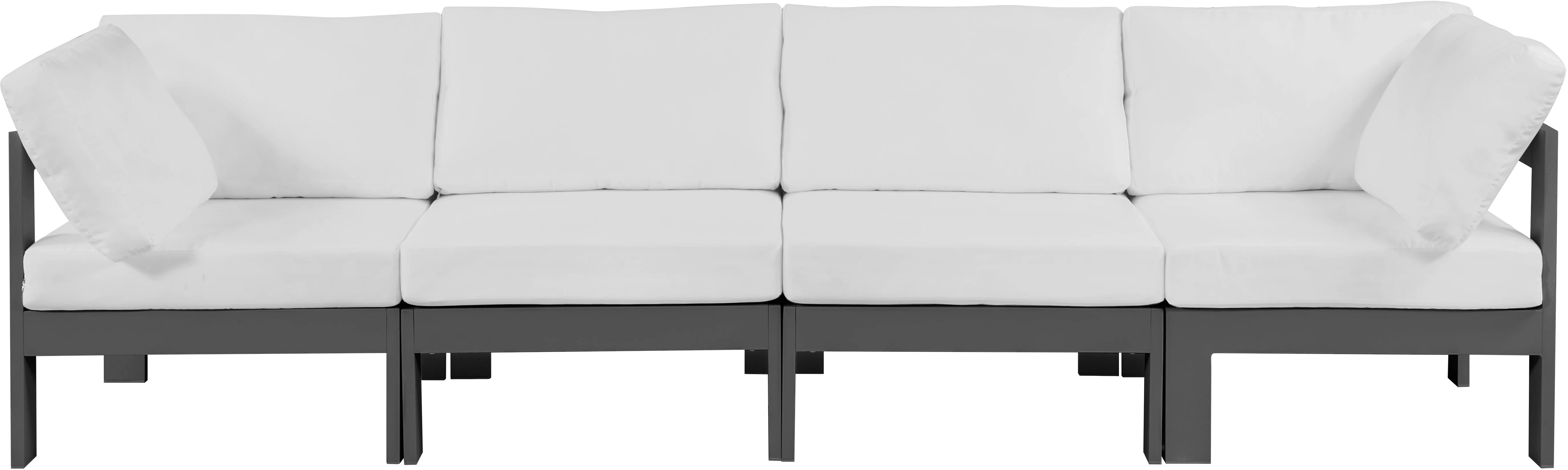 Nizuc Water Resistant Fabric Upholstered Outdoor Patio 4pc. Modular Sofa - Image 14