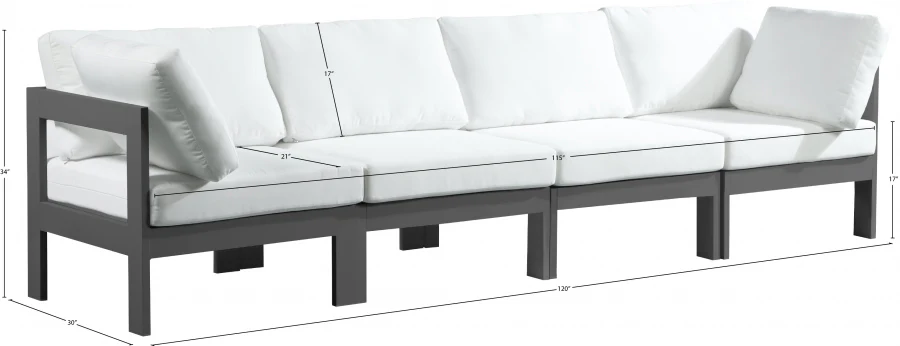 Nizuc Water Resistant Fabric Upholstered Outdoor Patio 4pc. Modular Sofa - Image 17