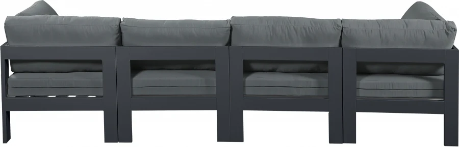 Nizuc Water Resistant Fabric Upholstered Outdoor Patio 4pc. Modular Sofa - Image 3