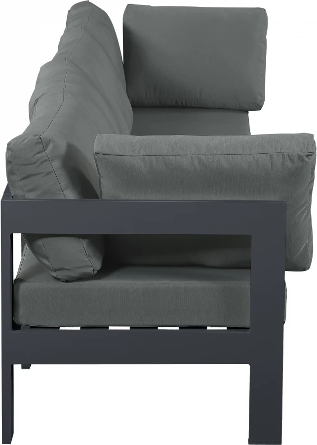 Nizuc Water Resistant Fabric Upholstered Outdoor Patio 4pc. Modular Sofa - Image 4