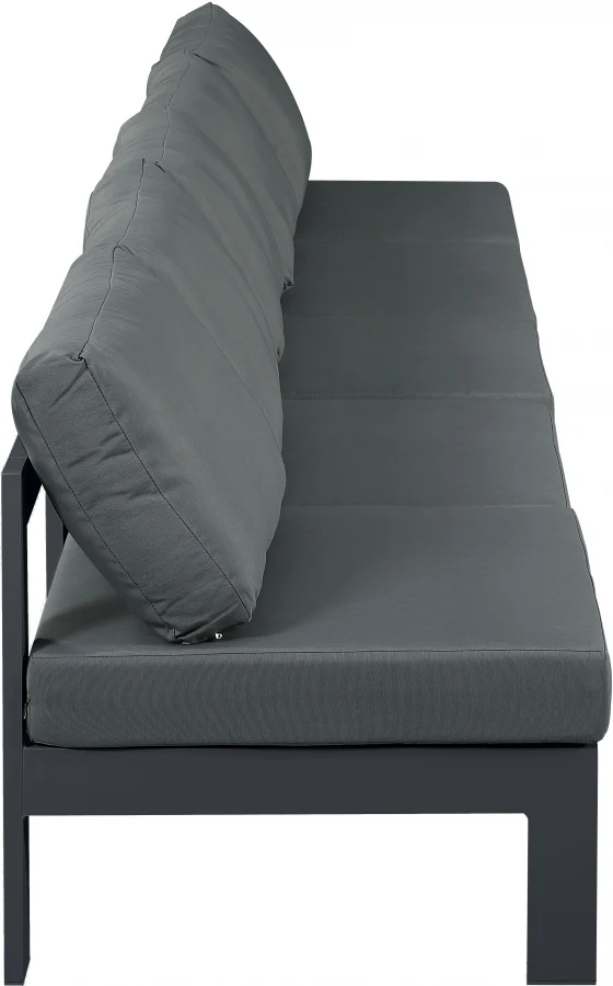 Nizuc Water Resistant Fabric Upholstered Outdoor Patio 5pc. Armless Modular Sofa - Image 4