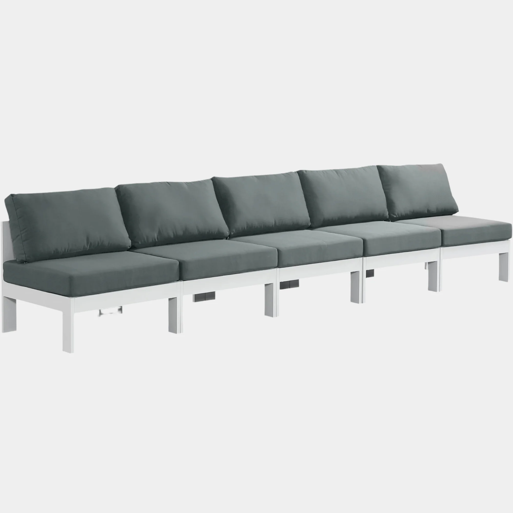 Nizuc Water Resistant Fabric Upholstered Outdoor Patio 5pc. Armless Modular Sofa