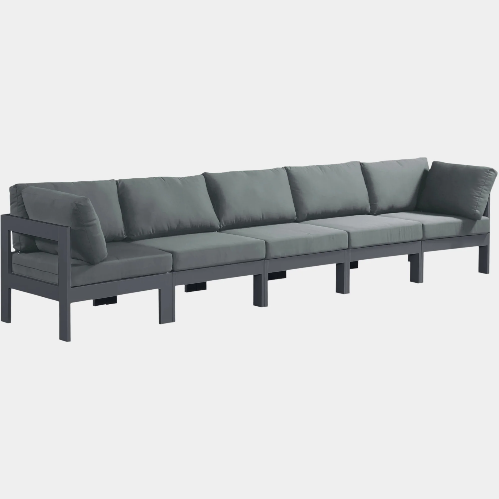 Nizuc Water Resistant Fabric Upholstered Outdoor Patio 5pc. Modular Sofa