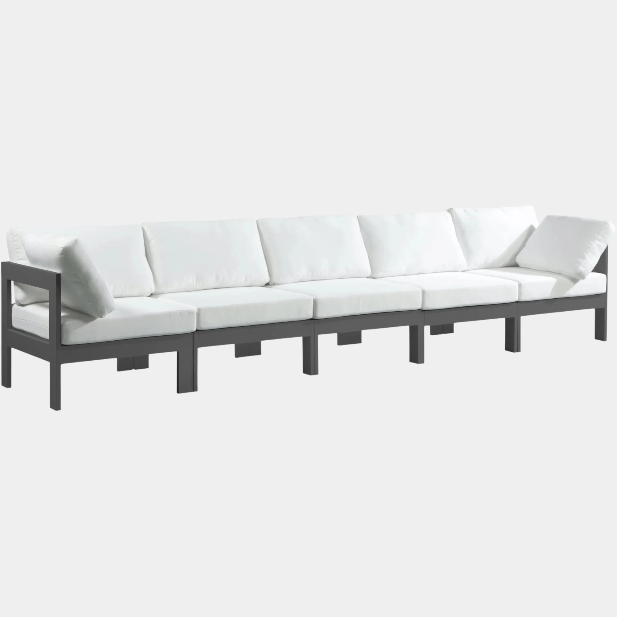 Nizuc Water Resistant Fabric Upholstered Outdoor Patio 5pc. Modular Sofa - Image 10
