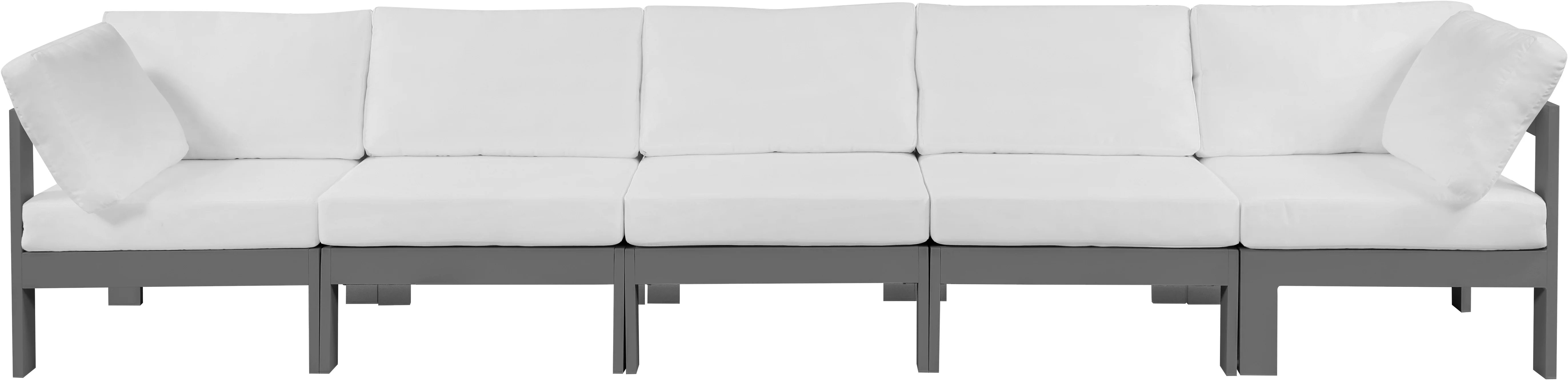 Nizuc Water Resistant Fabric Upholstered Outdoor Patio 5pc. Modular Sofa - Image 14