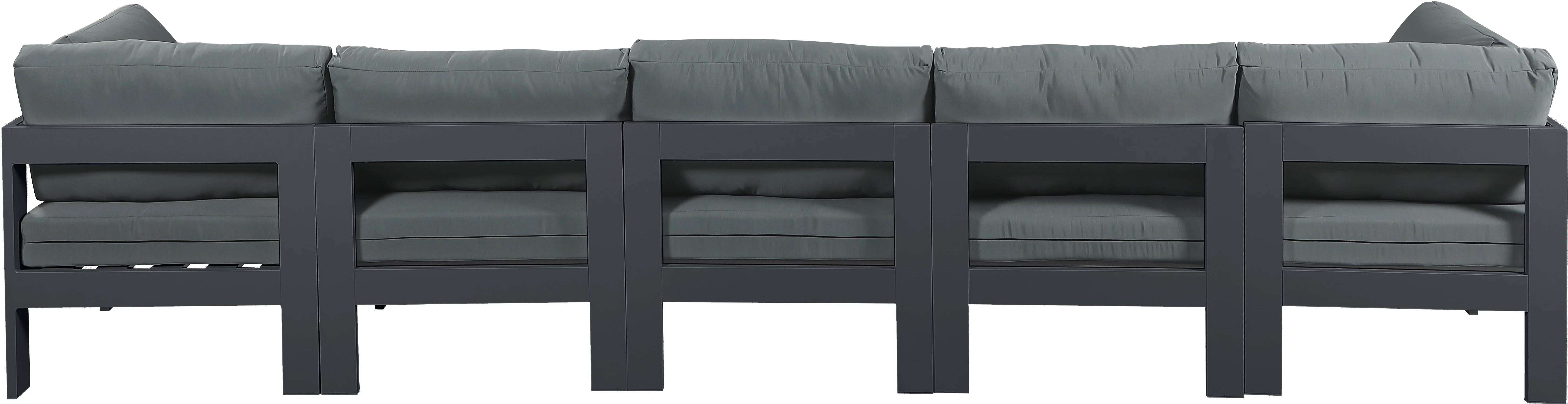 Nizuc Water Resistant Fabric Upholstered Outdoor Patio 5pc. Modular Sofa - Image 3