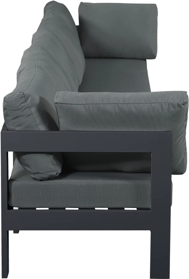 Nizuc Water Resistant Fabric Upholstered Outdoor Patio 5pc. Modular Sofa - Image 4