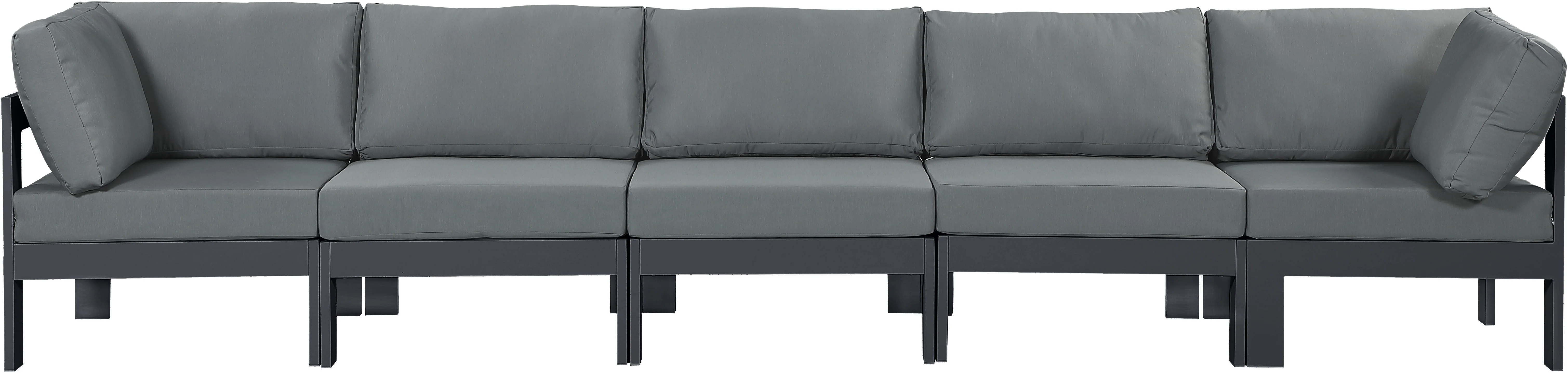 Nizuc Water Resistant Fabric Upholstered Outdoor Patio 5pc. Modular Sofa - Image 5