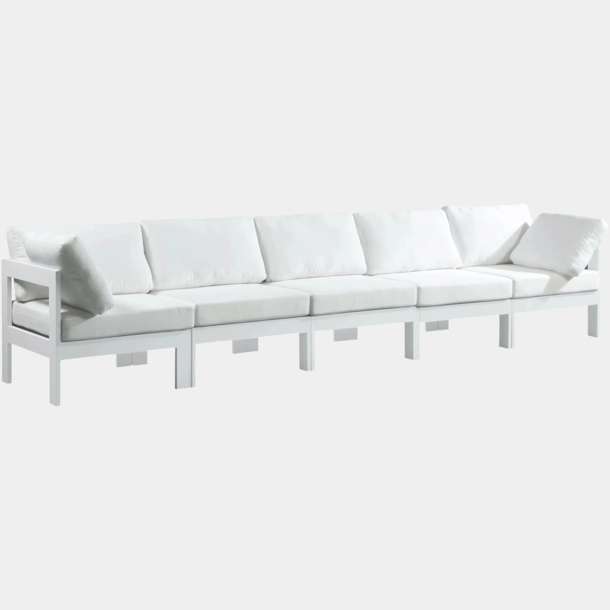 Nizuc Water Resistant Fabric Upholstered Outdoor Patio 5pc. Modular Sofa - Image 10