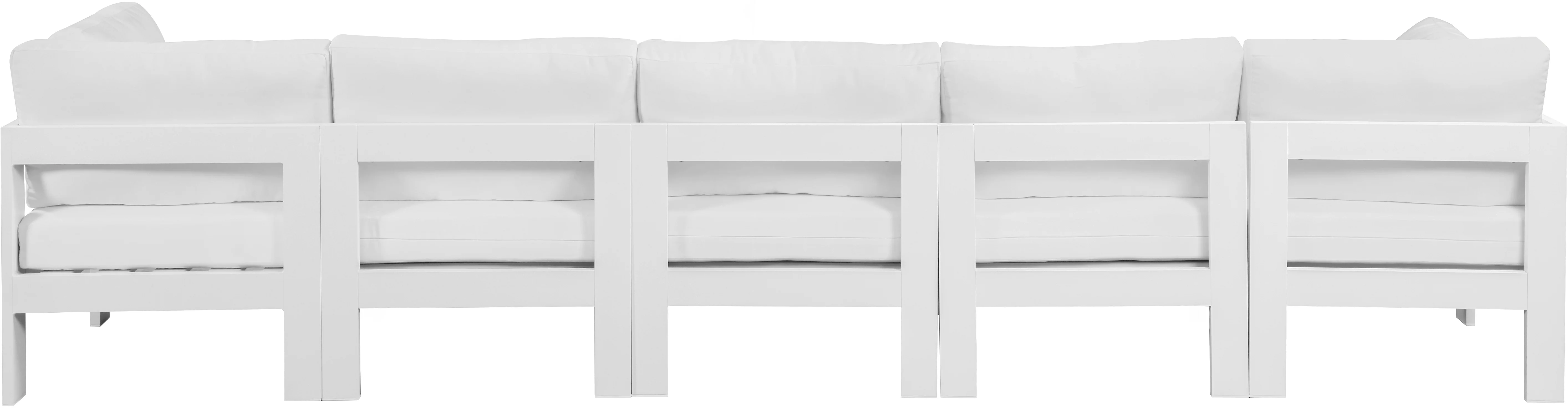 Nizuc Water Resistant Fabric Upholstered Outdoor Patio 5pc. Modular Sofa - Image 12