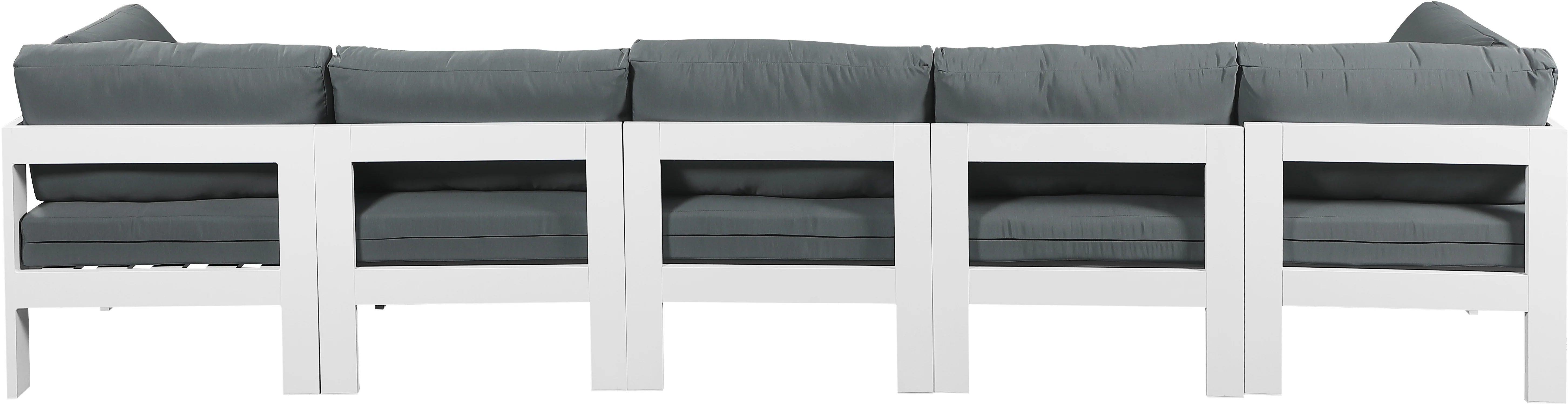 Nizuc Water Resistant Fabric Upholstered Outdoor Patio 5pc. Modular Sofa - Image 3