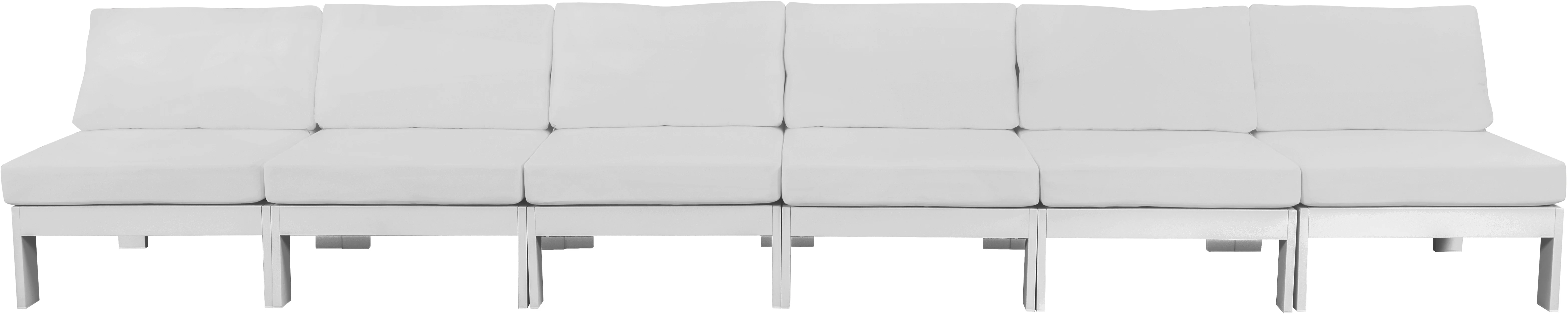 Nizuc Water Resistant Fabric Upholstered Outdoor Patio 6pc. Armless Modular Sofa - Image 14