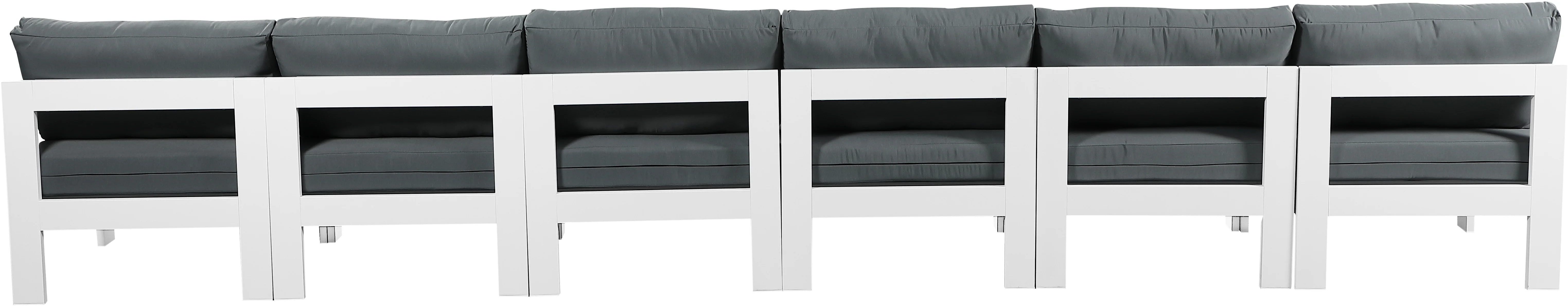 Nizuc Water Resistant Fabric Upholstered Outdoor Patio 6pc. Armless Modular Sofa - Image 3