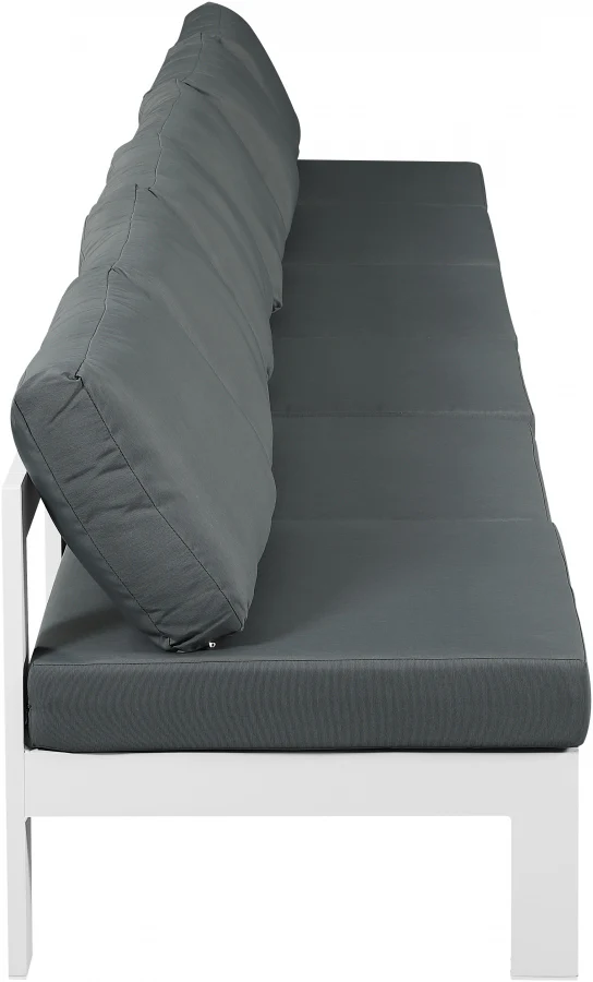 Nizuc Water Resistant Fabric Upholstered Outdoor Patio 6pc. Armless Modular Sofa - Image 4