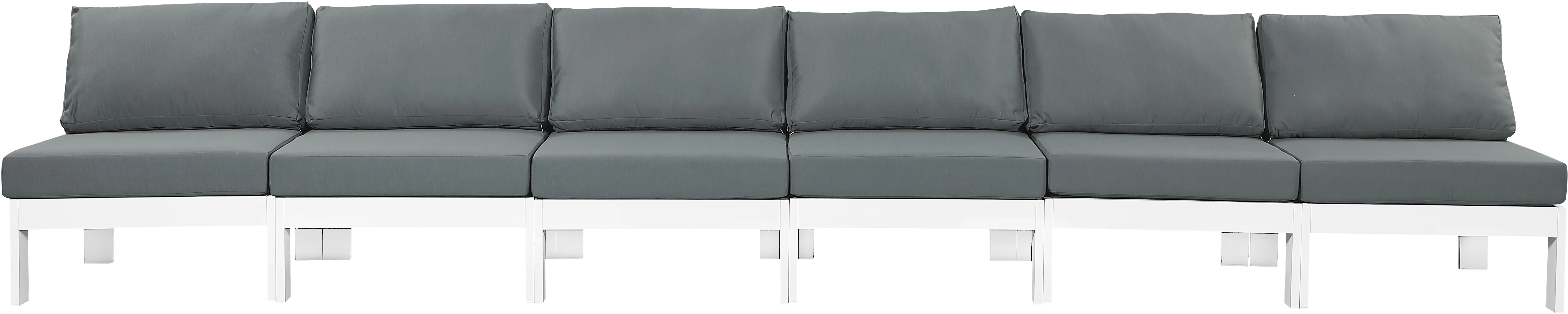 Nizuc Water Resistant Fabric Upholstered Outdoor Patio 6pc. Armless Modular Sofa - Image 5