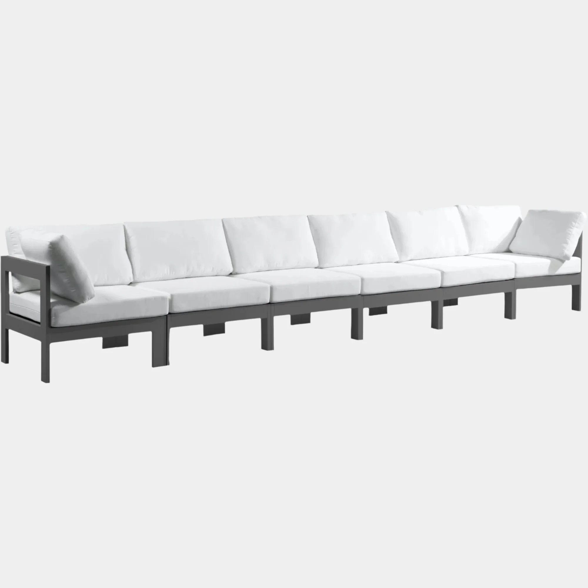 Nizuc Water Resistant Fabric Upholstered Outdoor Patio 6pc. Modular Sofa - Image 10