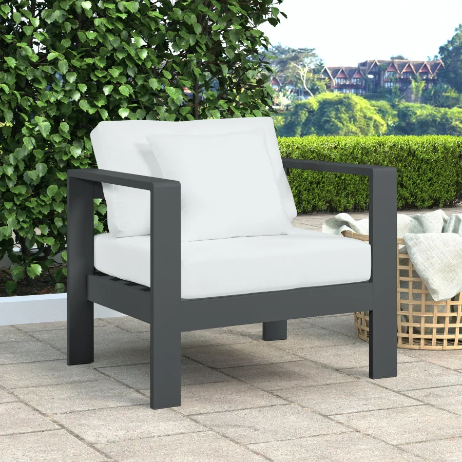 Nizuc Water Resistant Fabric Upholstered Outdoor Patio Arm Chair - Image 11