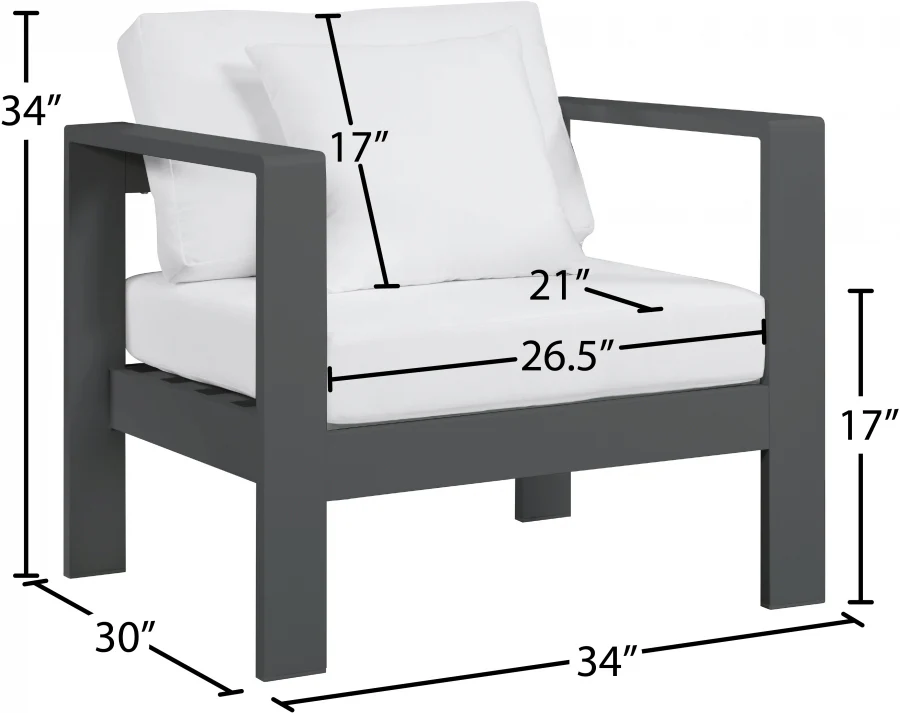 Nizuc Water Resistant Fabric Upholstered Outdoor Patio Arm Chair - Image 17