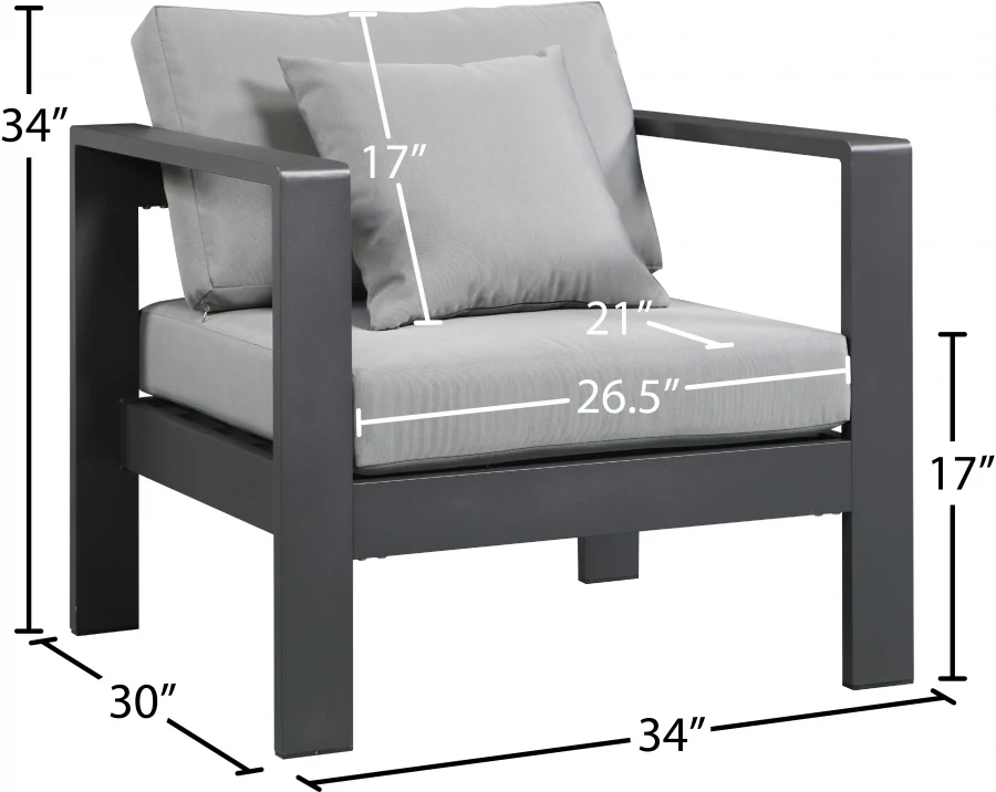 Nizuc Water Resistant Fabric Upholstered Outdoor Patio Arm Chair - Image 8