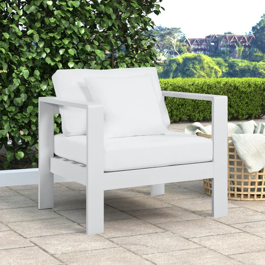 Nizuc Water Resistant Fabric Upholstered Outdoor Patio Arm Chair - Image 10