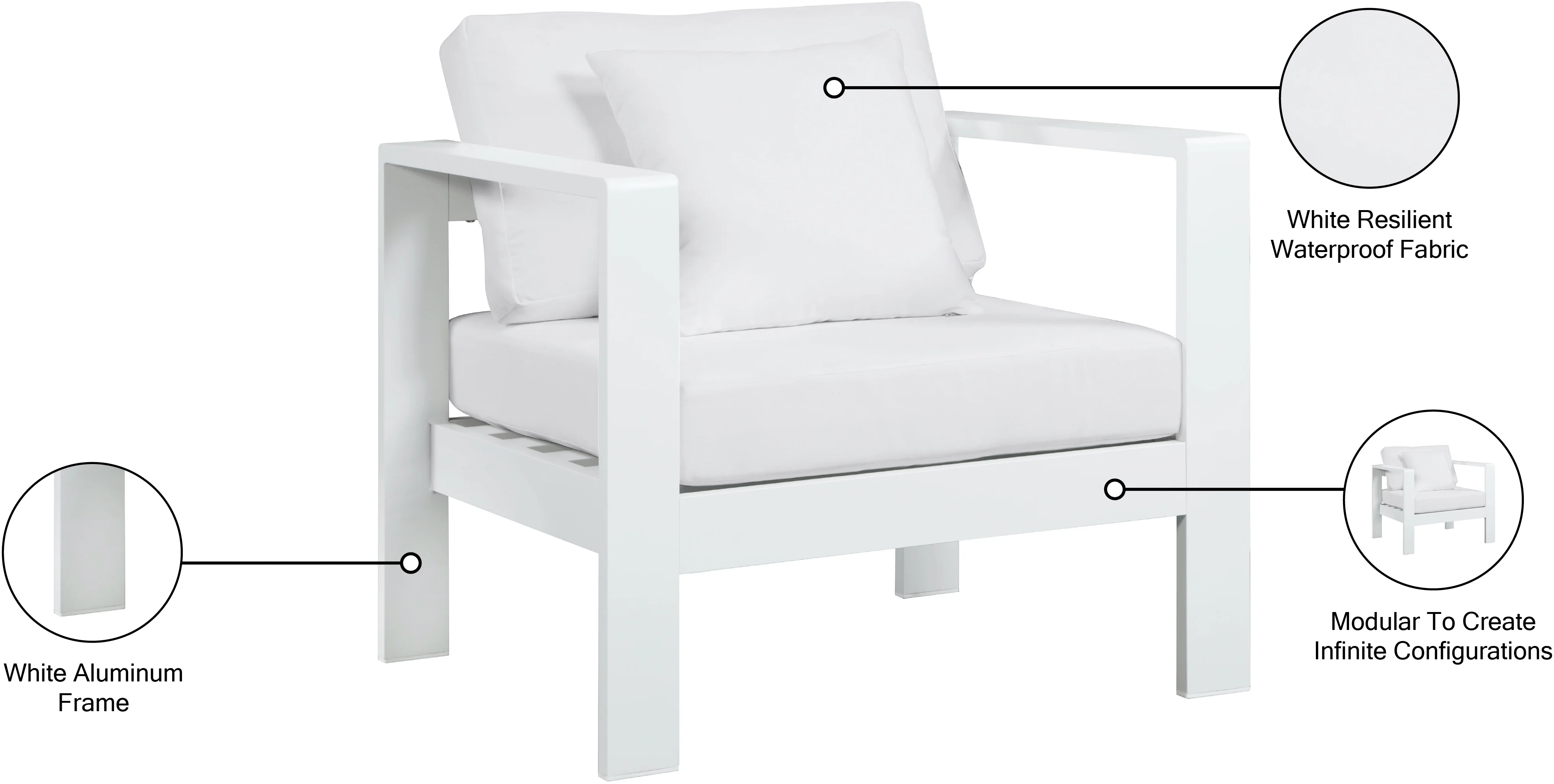 Nizuc Water Resistant Fabric Upholstered Outdoor Patio Arm Chair - Image 17