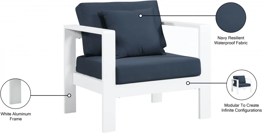 Nizuc Water Resistant Fabric Upholstered Outdoor Patio Arm Chair - Image 26