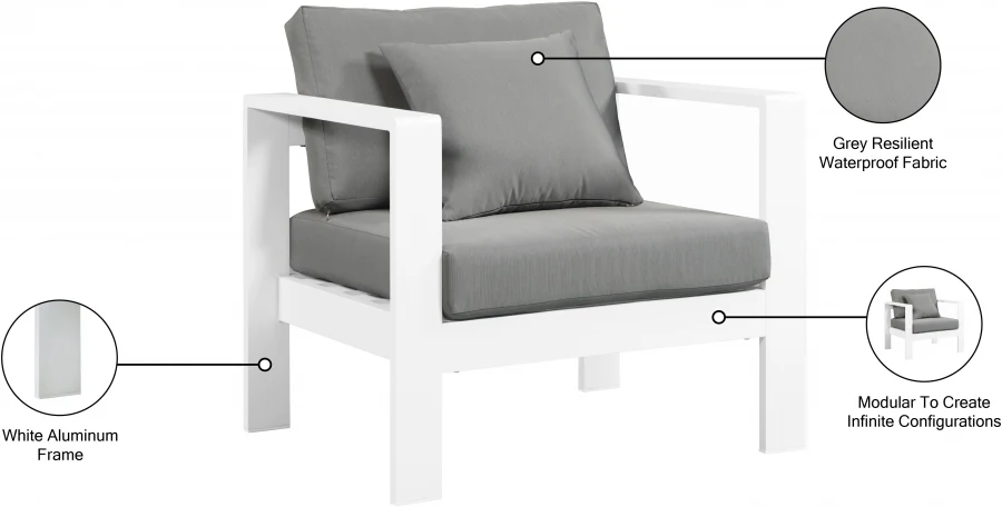 Nizuc Water Resistant Fabric Upholstered Outdoor Patio Arm Chair - Image 8