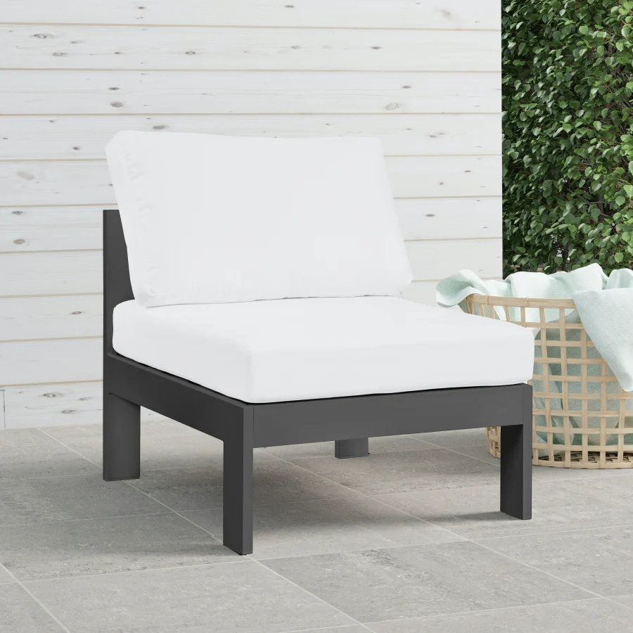 Nizuc Water Resistant Fabric Upholstered Outdoor Patio Modular Armless Chair - Image 11