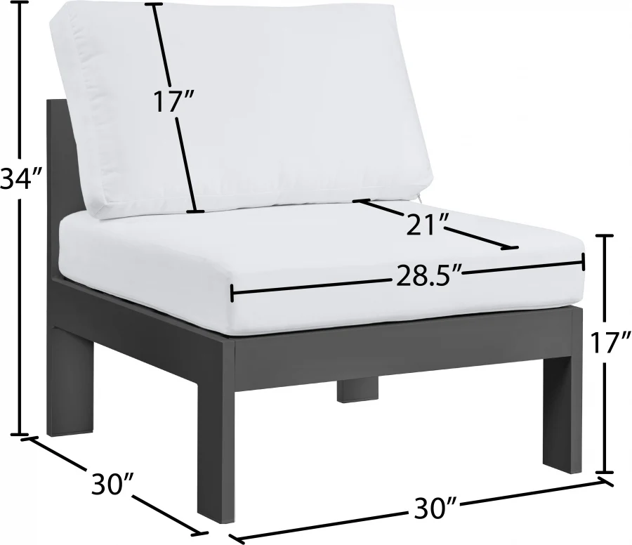 Nizuc Water Resistant Fabric Upholstered Outdoor Patio Modular Armless Chair - Image 17